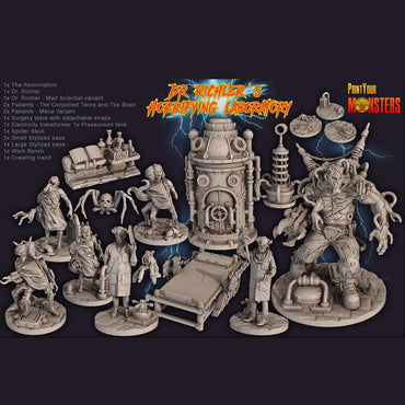3D Printed Print Your Monsters Dr. Richler Horrifying Laboratory Full Set 28mm - 32mm D&D Wargaming (Online Only)
