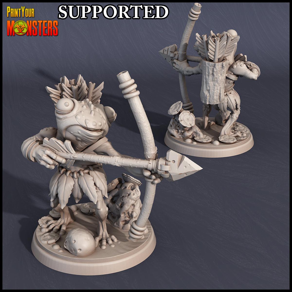3D Printed Print Your Monsters Frog Bow Warrior Swamp Invasion 28mm - 32mm D&D Wargaming (Online Only)