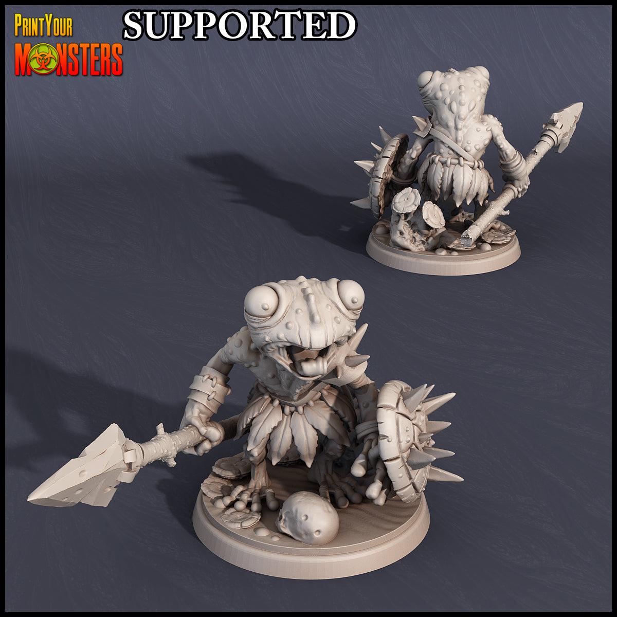 3D Printed Print Your Monsters Frog Lancer Swamp Invasion 28mm - 32mm D&D Wargaming (Online Only)