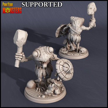 3D Printed Print Your Monsters Frog Stone Axe Fighter Swamp Invasion 28mm - 32mm D&D Wargaming (Online Only)