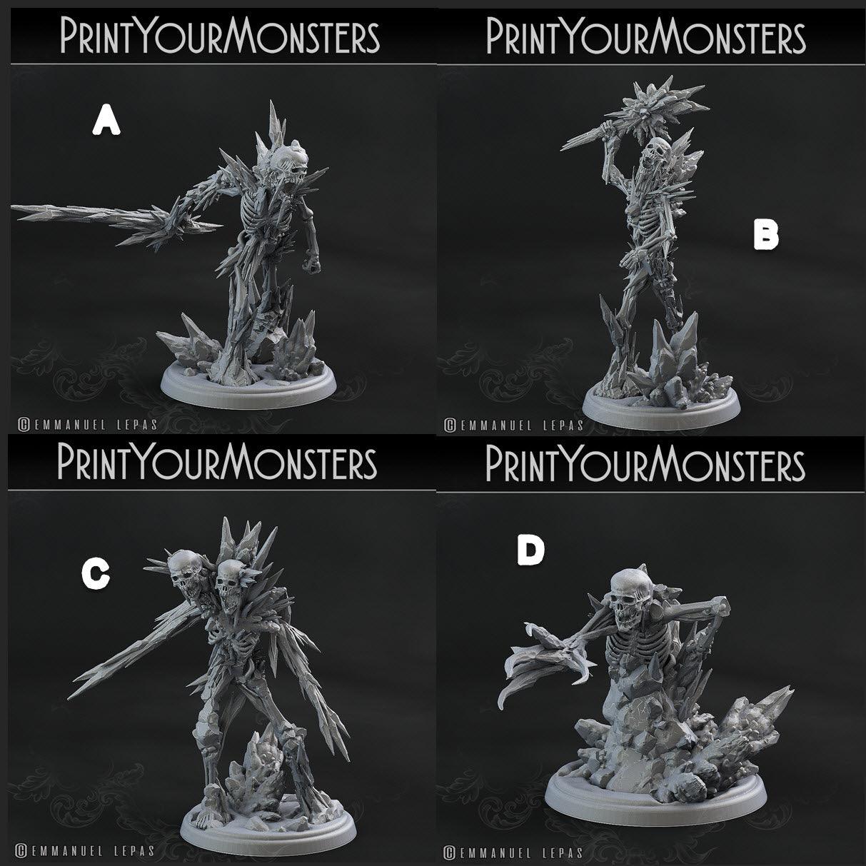 3D Printed Print Your Monsters Frozen Skeletons The Wrath of Gloomrime Monsters Part I Set 28mm - 32mm D&D Wargaming (Online Only)
