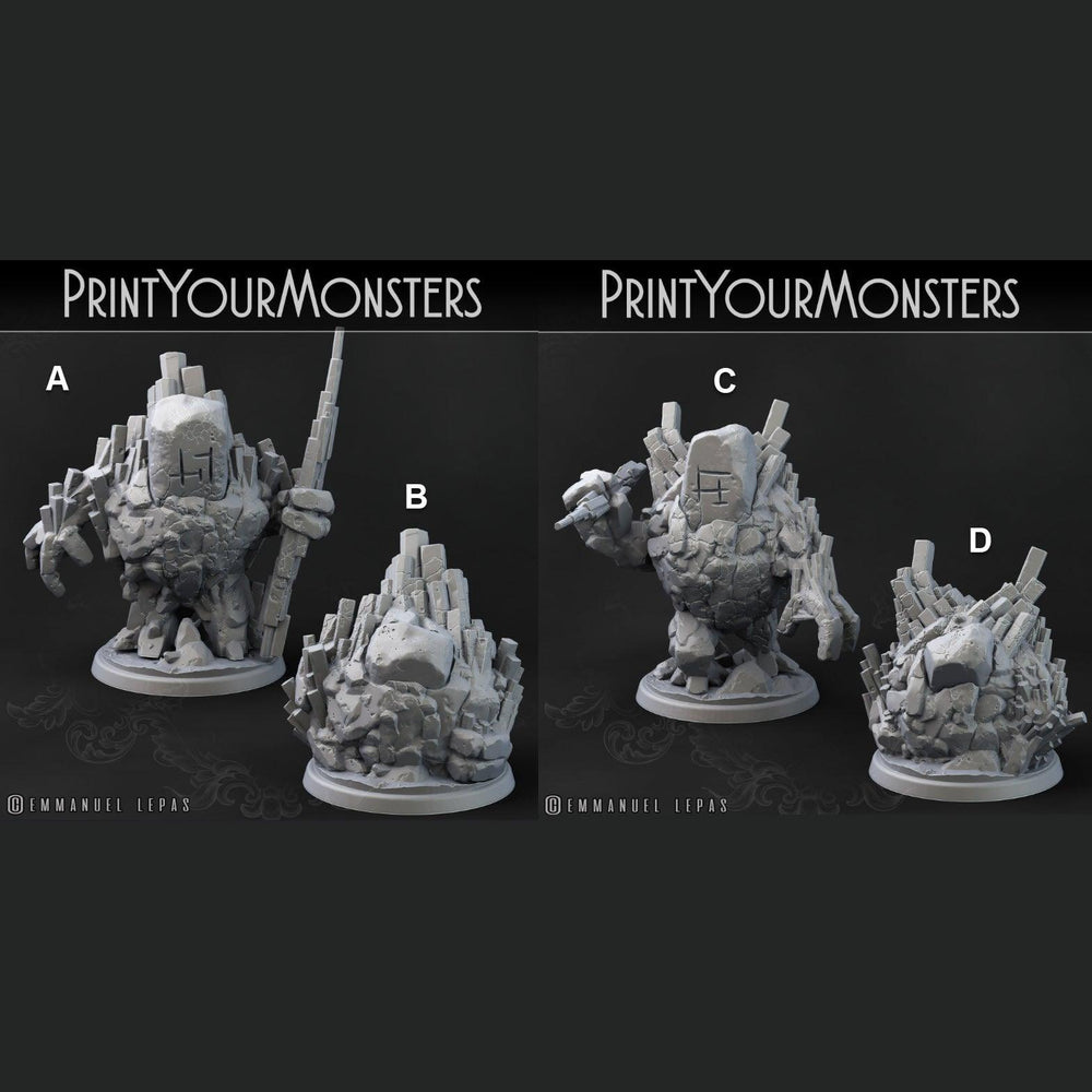 3D Printed Print Your Monsters Gardiens Basalt Earth Elemental Set 28mm - 32mm D&D Wargaming (Online Only)