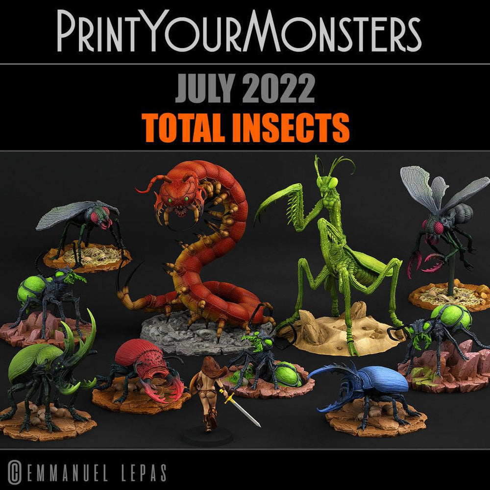 3D Printed Print Your Monsters Giant Flies Total Insects 28mm - 32mm D&D Wargaming (Online Only)