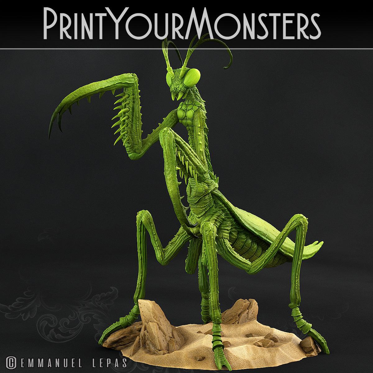 3D Printed Print Your Monsters Giant Mantis Total Insects 28mm - 32mm D&D Wargaming (Online Only)
