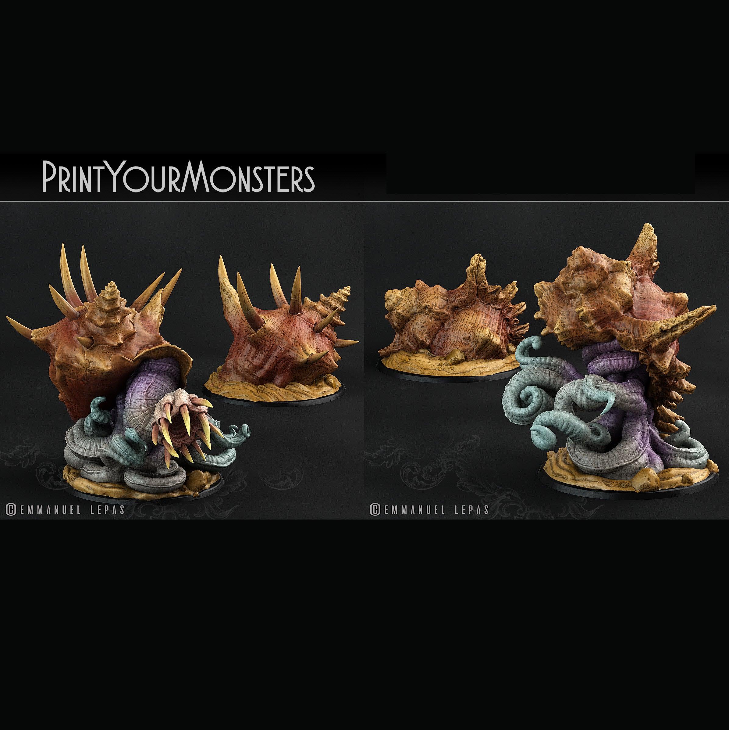 3D Printed Print Your Monsters Giant Shells Lurkers of the Deep 28mm - 32mm D&D Wargaming (Online Only)