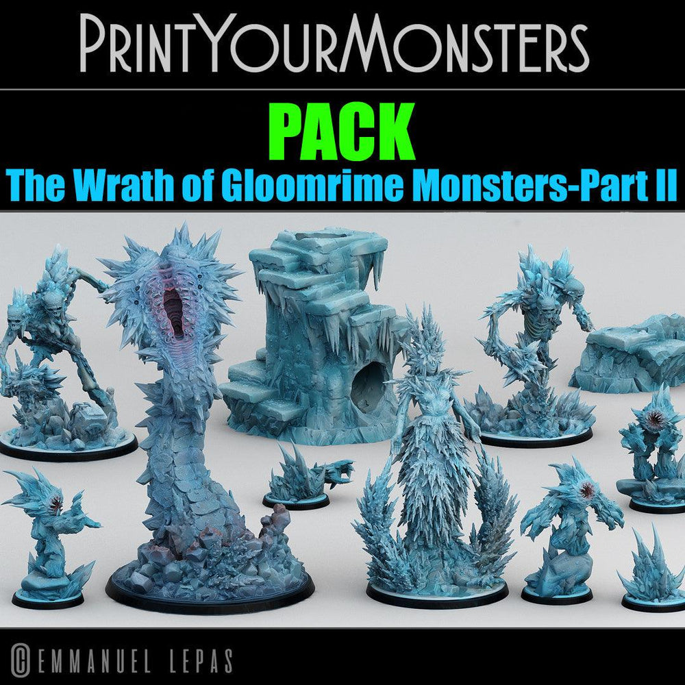 3D Printed Print Your Monsters Hoarfrost Ettin Skeletons The Wrath of Gloomrime Monsters Part II Set 28mm - 32mm D&D Wargaming (Online Only)