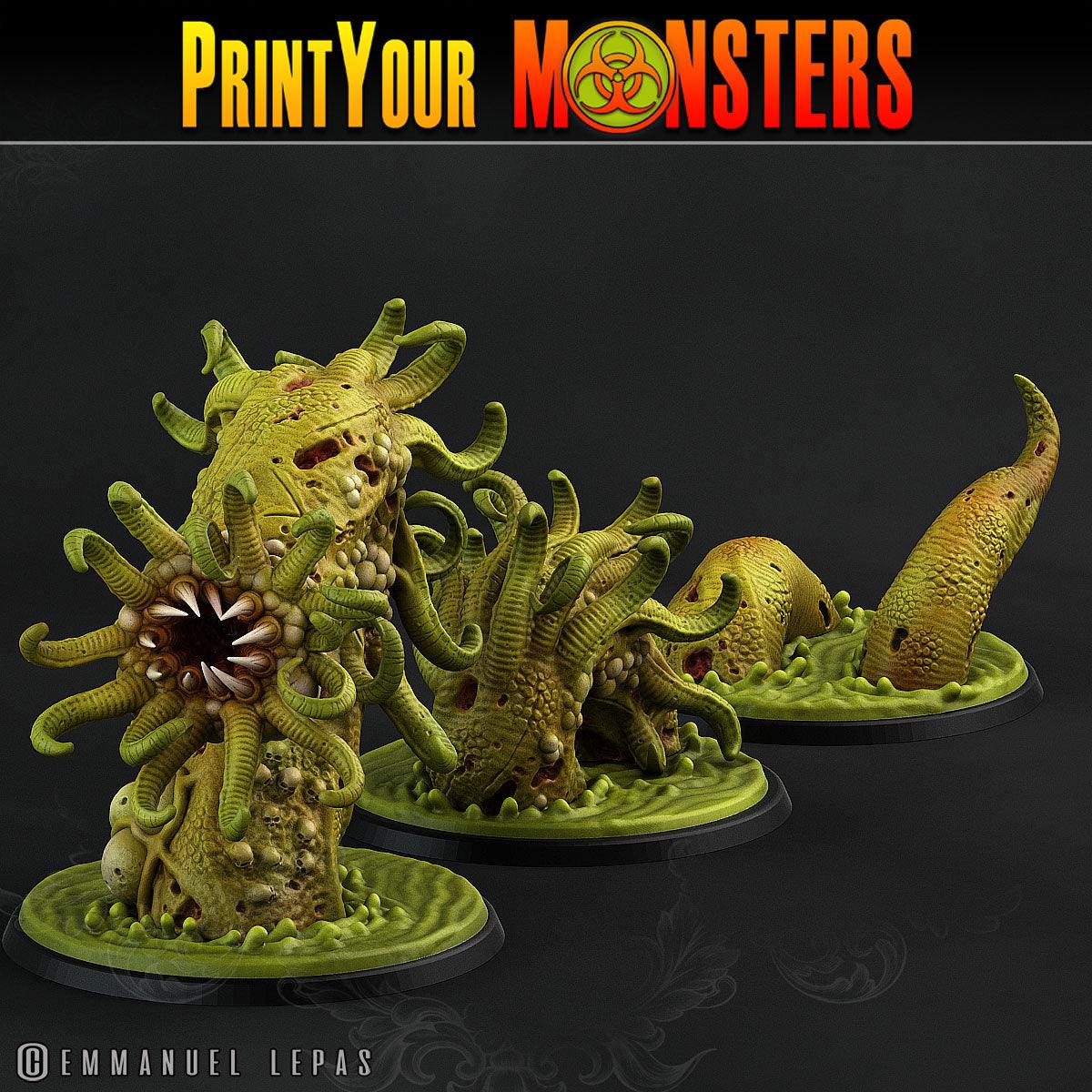 3D Printed Print Your Monsters Horrific Plague Worm Plague Army Of Spooky Swamp Set 28mm - 32mm D&D Wargaming (Online Only)