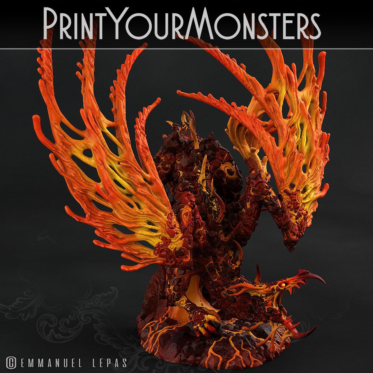 3D Printed Print Your Monsters Infernal Magma Dragon 28mm - 32mm D&D Wargaming (Online Only)
