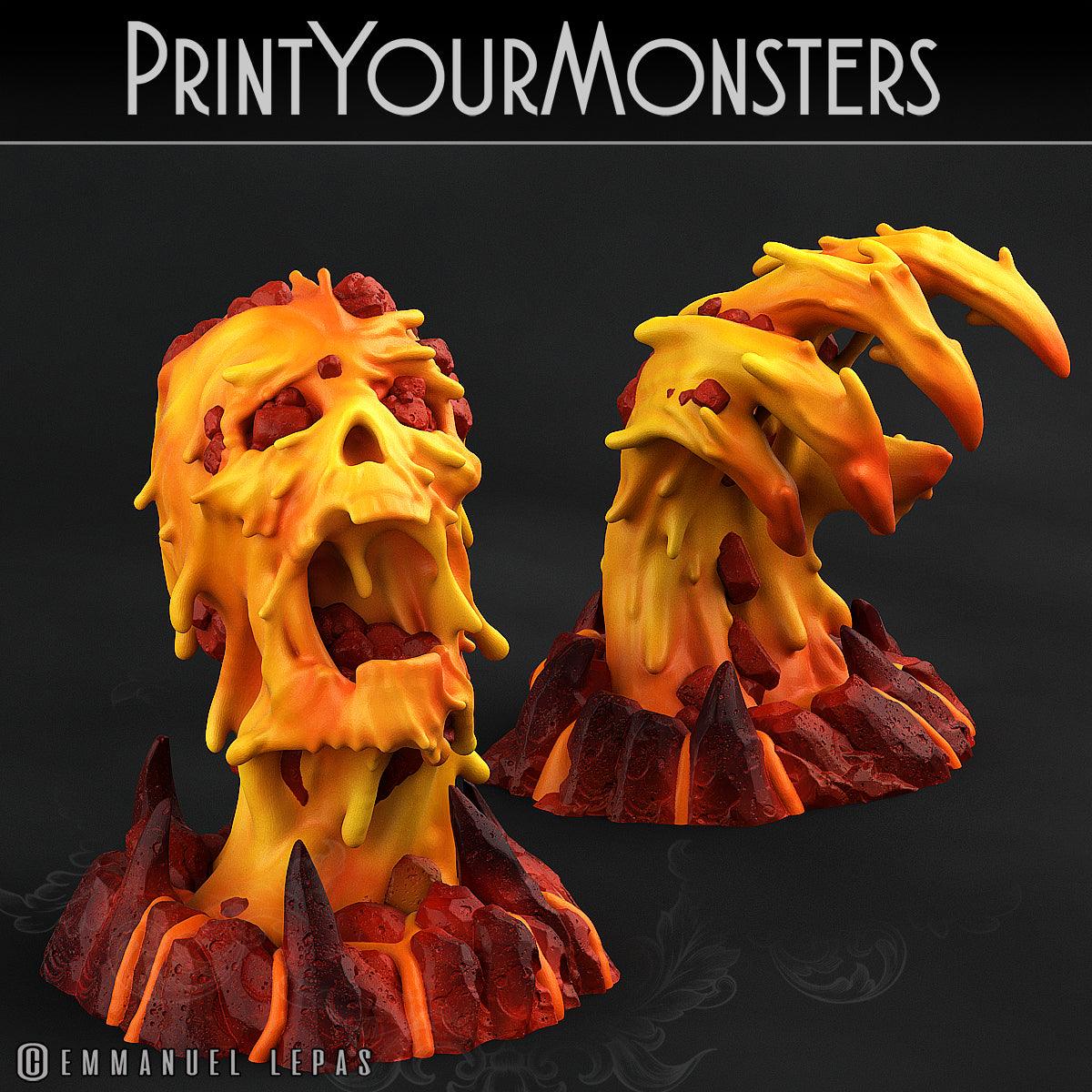 3D Printed Print Your Monsters Infernal Magma Skull and Hand 28mm - 32mm D&D Wargaming (Online Only)