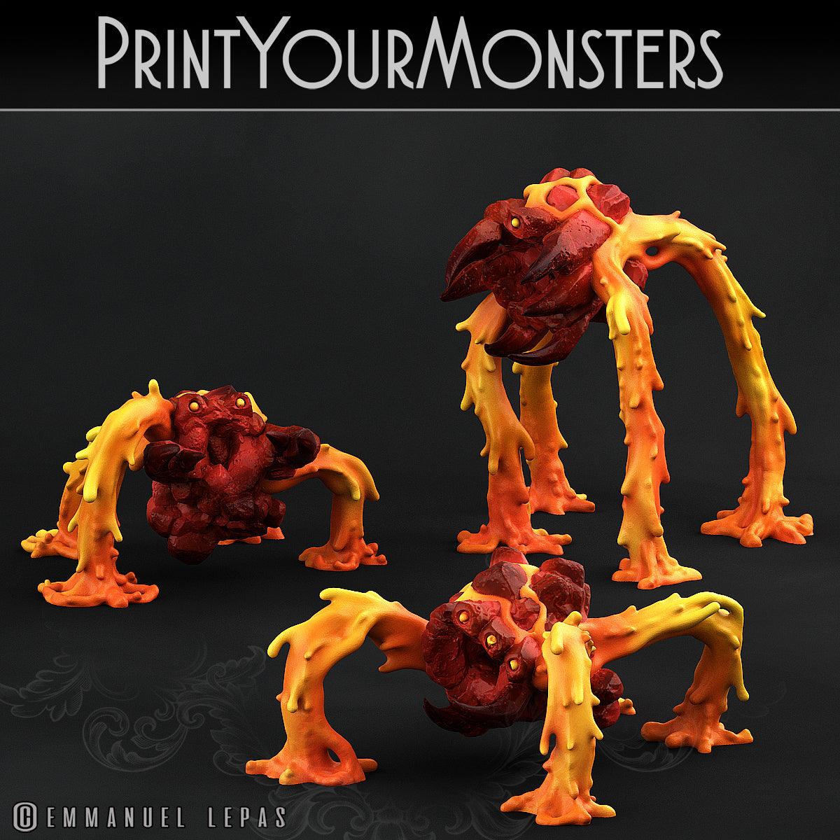 3D Printed Print Your Monsters Infernal Magma Spiders 28mm - 32mm D&D Wargaming (Online Only)