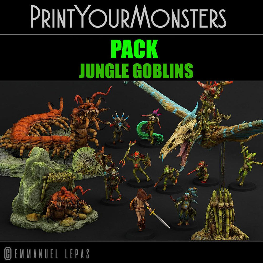 3D Printed Print Your Monsters Jungle Goblins Pack 28mm - 32mm D&D Wargaming (Online Only)