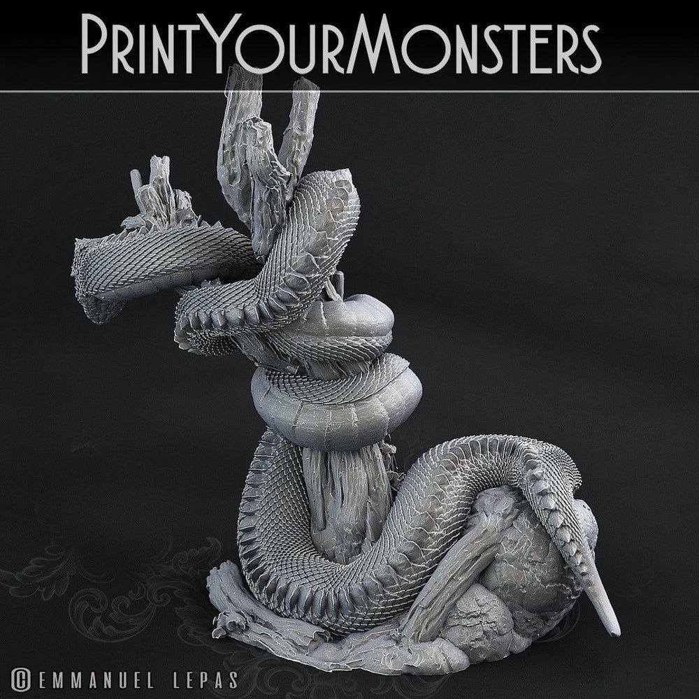 3D Printed Print Your Monsters Legendary Rattlesnake Total Serpents 28mm - 32mm D&D Wargaming (Online Only)