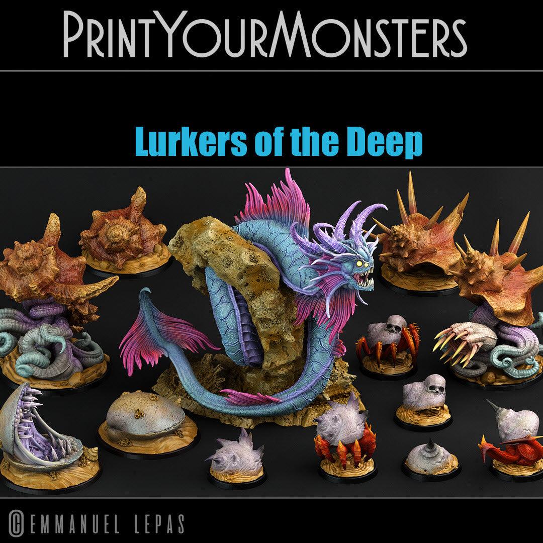 3D Printed Print Your Monsters Lurkers of the Deep Set 28mm - 32mm D&D Wargaming (Online Only)