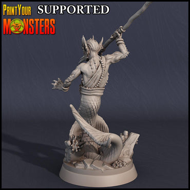 3D Printed Print Your Monsters Merman-Male Sea Elf Dark Water Sanctum 28mm - 32mm D&D Wargaming (Online Only)