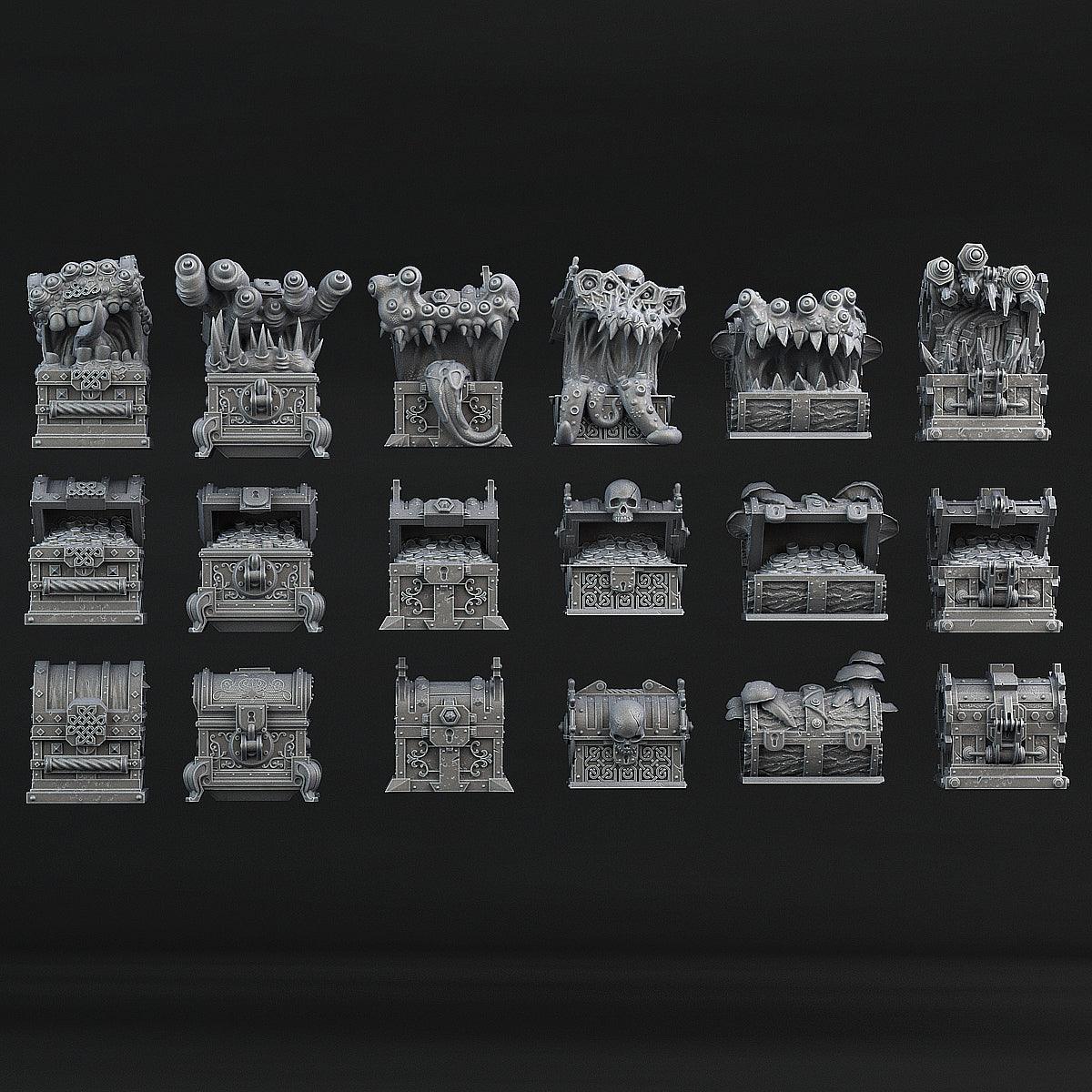 3D Printed Print Your Monsters Mimics Treasure Chests Set 28mm - 32mm D&D Wargaming (Online Only)