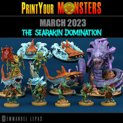 3D Printed Print Your Monsters Mutant Sharks The Searakin Domination Set 28mm - 32mm D&D Wargaming (Online Only)