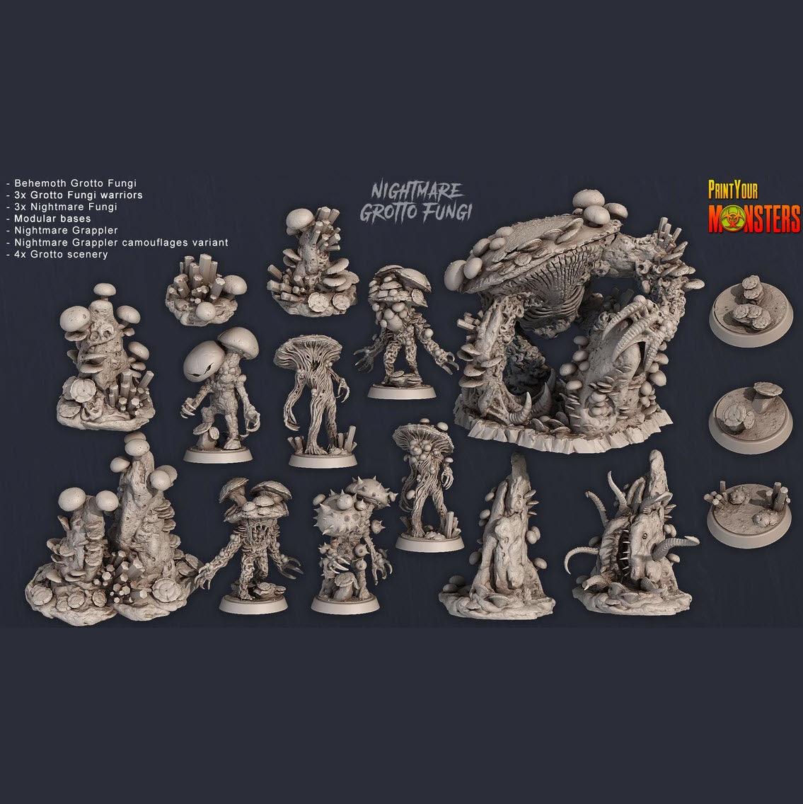 3D Printed Print Your Monsters Nightmare Grotto Fungi Full Set 28mm - 32mm D&D Wargaming (Online Only)