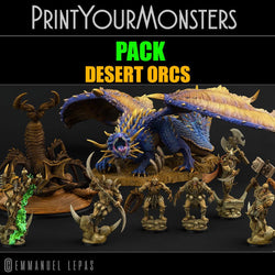 3D Printed Print Your Monsters Orc Warrior 1 Desert Orcs Set 28mm - 32mm D&D Wargaming (Online Only)