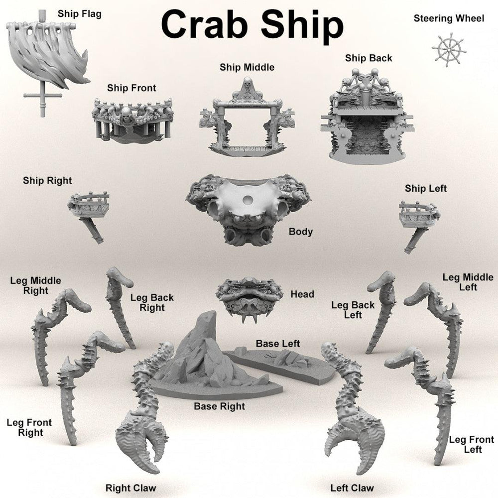 3D Printed Print Your Monsters Pirate Crab Ship 28mm - 32mm D&D Wargaming (Online Only)
