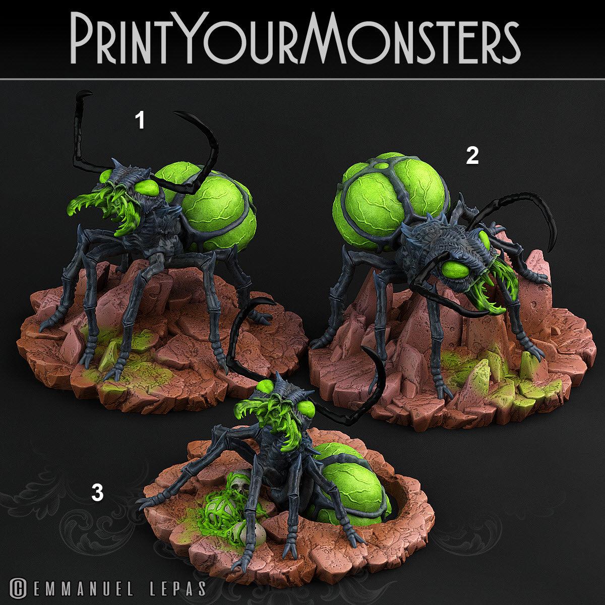 3D Printed Print Your Monsters Poisonous Ants Total Insects 28mm - 32mm D&D Wargaming (Online Only)