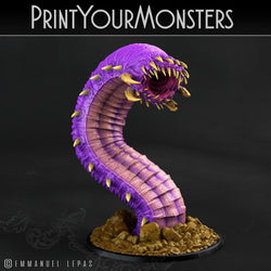 3D Printed Print Your Monsters Purple Worm Worms Subterranean Terrors 28mm - 32mm D&D Wargaming (Online Only)