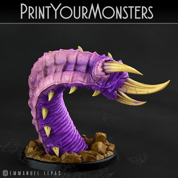 3D Printed Print Your Monsters Purple Worm Worms Subterranean Terrors 28mm - 32mm D&D Wargaming (Online Only)