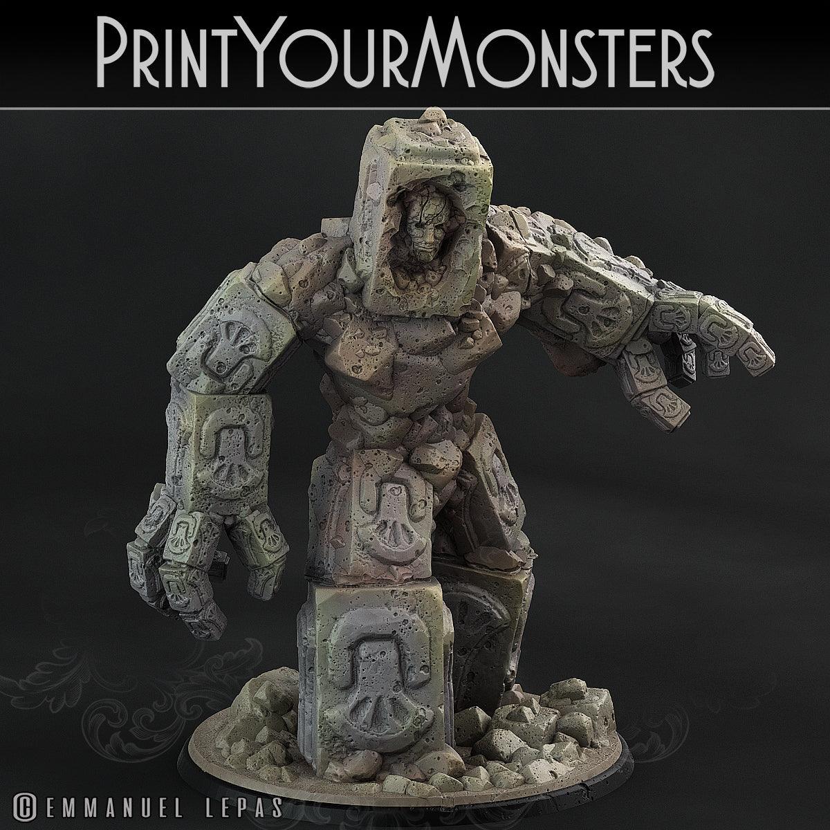 3D Printed Print Your Monsters Rock Golem - Total Golems 28mm - 32mm D&D Wargaming (Online Only)