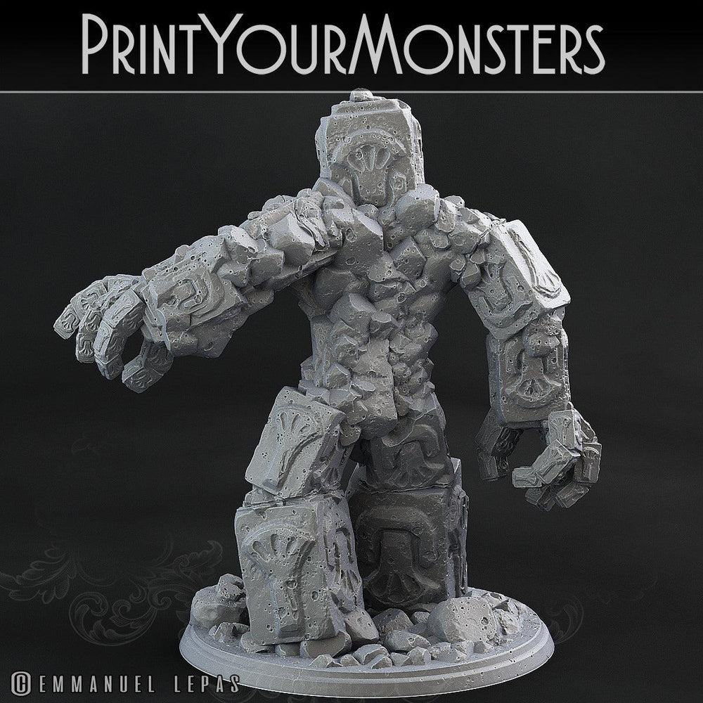 3D Printed Print Your Monsters Rock Golem - Total Golems 28mm - 32mm D&D Wargaming (Online Only)