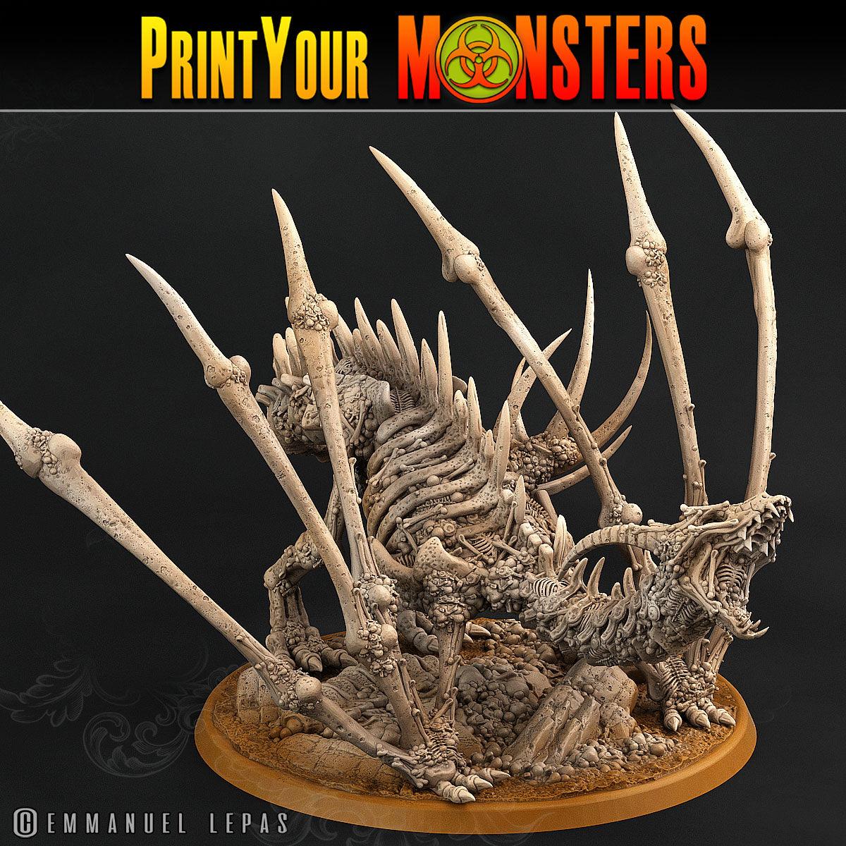 3D Printed Print Your Monsters Screaming Bone Dragon Land of Bones Set 28mm - 32mm D&D Wargaming (Online Only)