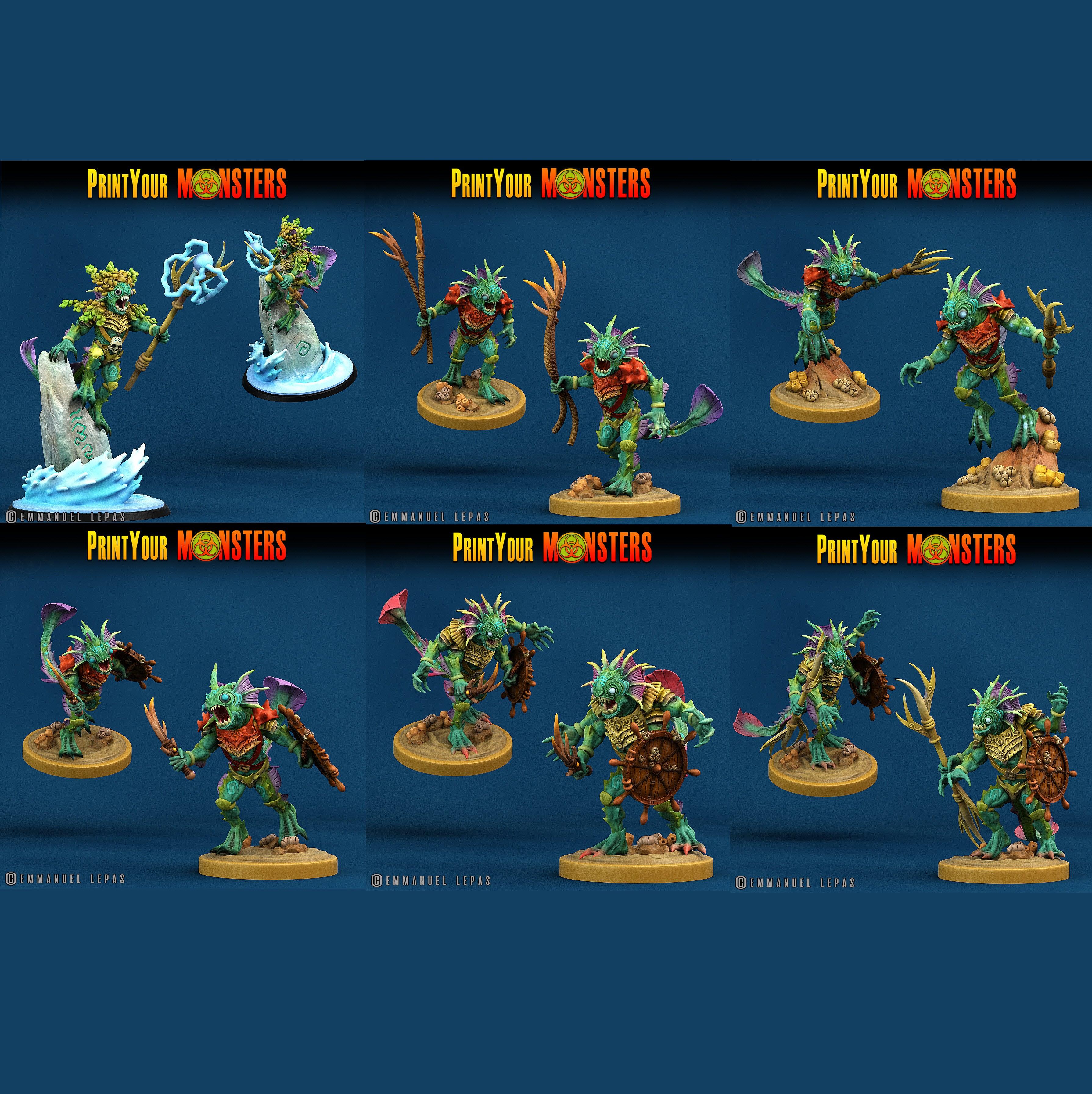 3D Printed Print Your Monsters Searakins The Searakin Domination Set 28mm - 32mm D&D Wargaming (Online Only)