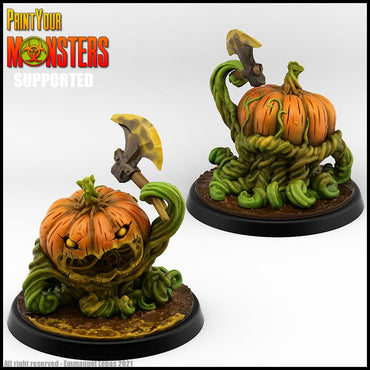 3D Printed Print Your Monsters Small Pumpkin Soldier Axe Pumpkins Attack Pack 28mm - 32mm D&D Wargaming (Online Only)