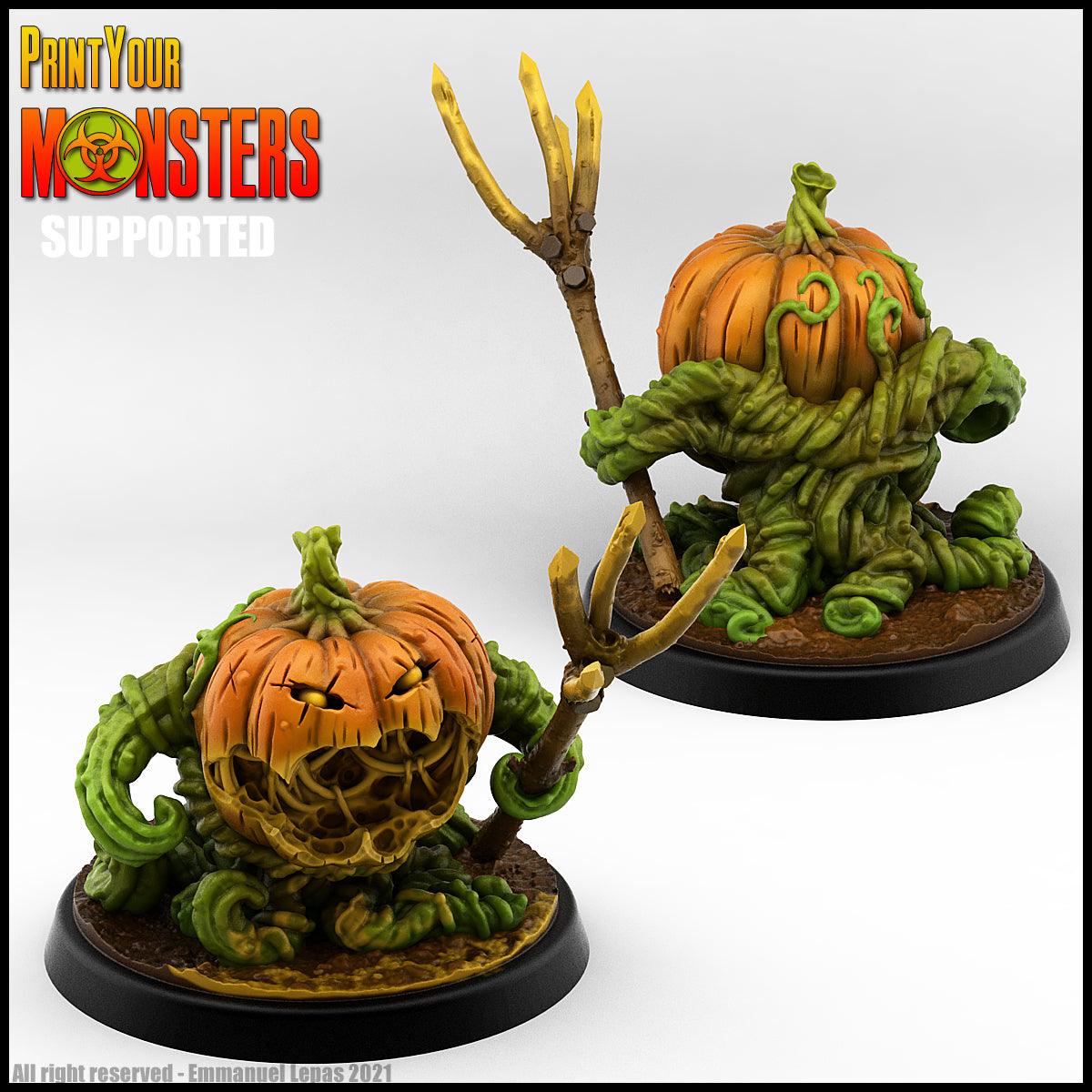 3D Printed Print Your Monsters Small Pumpkin Soldier fork Pumpkins Attack Pack 28mm - 32mm D&D Wargaming (Online Only)