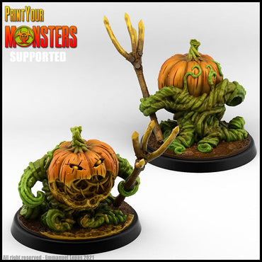 3D Printed Print Your Monsters Small Pumpkin Soldier fork Pumpkins Attack Pack 28mm - 32mm D&D Wargaming (Online Only)