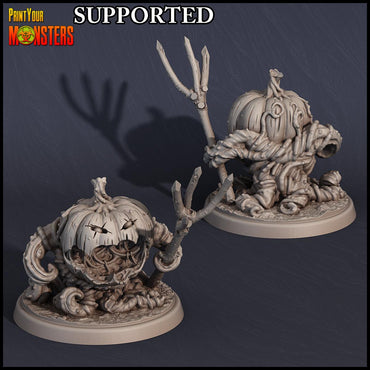 3D Printed Print Your Monsters Small Pumpkin Soldier fork Pumpkins Attack Pack 28mm - 32mm D&D Wargaming (Online Only)