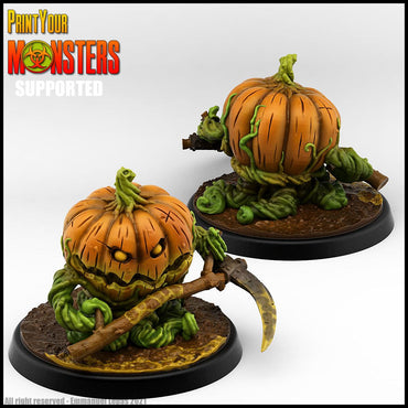 3D Printed Print Your Monsters Small Pumpkin Soldier Scythe Pumpkins Attack Pack 28mm - 32mm D&D Wargaming (Online Only)