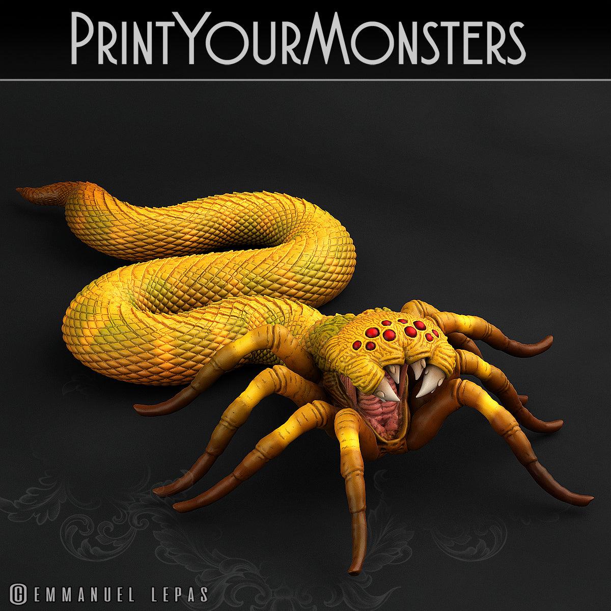 3D Printed Print Your Monsters Spidersnake Total Serpents 28mm - 32mm D&D Wargaming (Online Only)