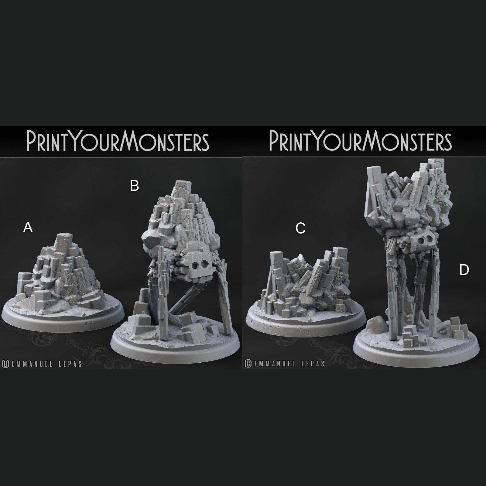 3D Printed Print Your Monsters Terranids Basalt Earth Elemental Set 28mm - 32mm D&D Wargaming (Online Only)