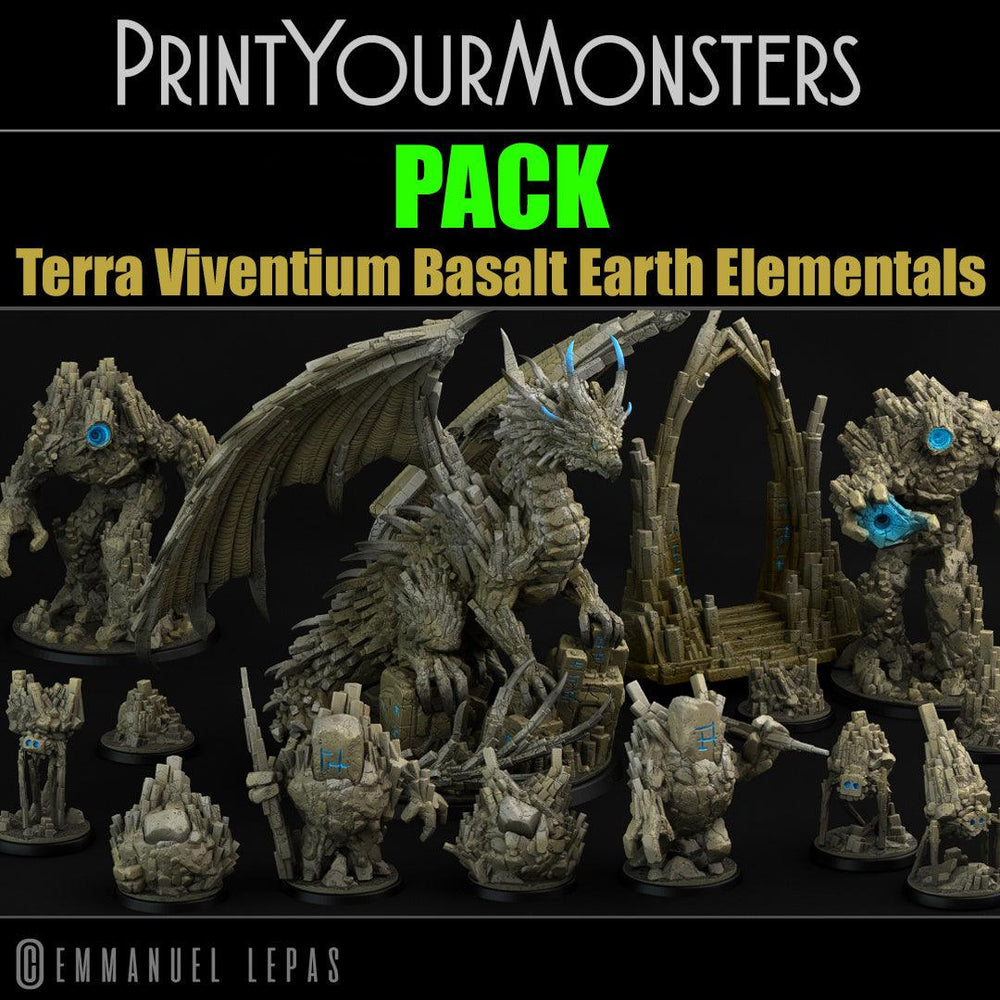 3D Printed Print Your Monsters Terranids Basalt Earth Elemental Set 28mm - 32mm D&D Wargaming (Online Only)