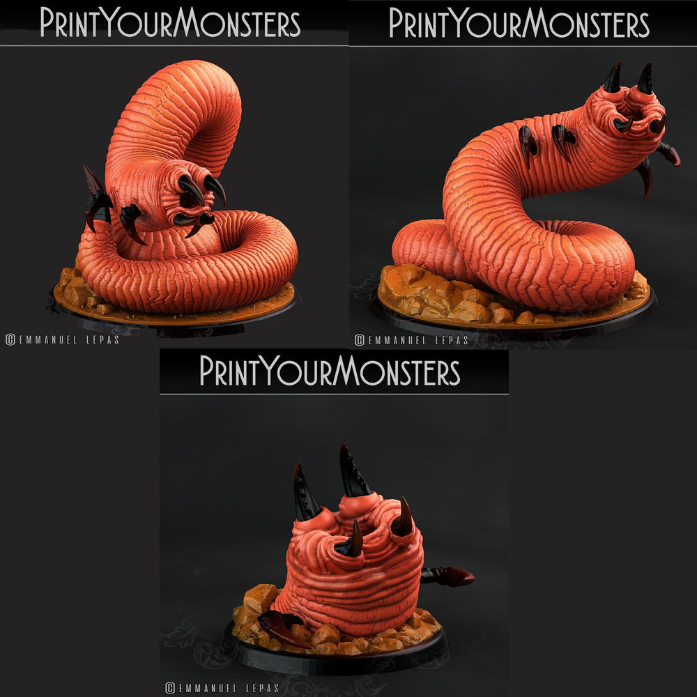 3D Printed Print Your Monsters Tomb Grub Worms Subterranean Terrors 28mm - 32mm D&D Wargaming (Online Only)