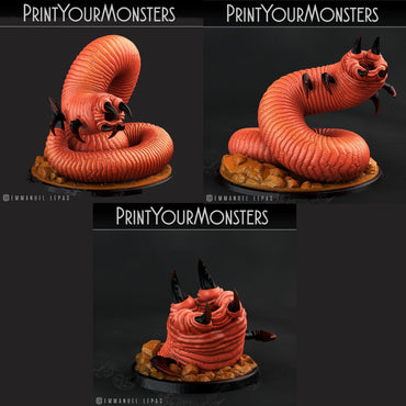 3D Printed Print Your Monsters Tomb Grub Worms Subterranean Terrors 28mm - 32mm D&D Wargaming (Online Only)