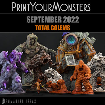 3D Printed Print Your Monsters Total Golems Set 28mm - 32mm D&D Wargaming (Online Only)