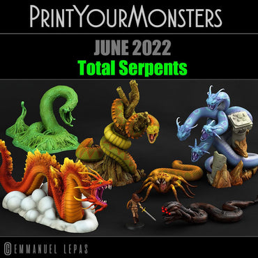 3D Printed Print Your Monsters Total Serpents Full Set 28mm - 32mm D&D Wargaming (Online Only)