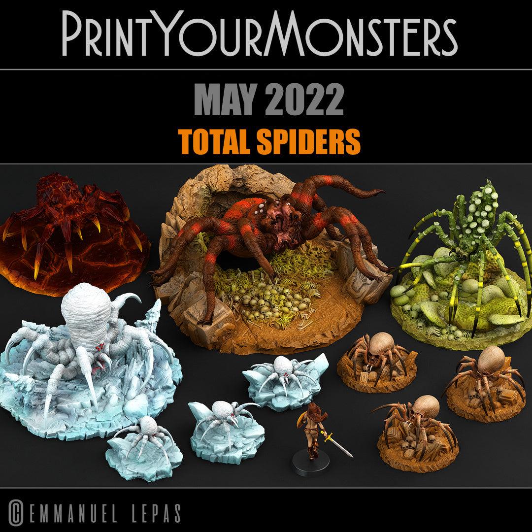 3D Printed Print Your Monsters Total Spiders Set 28mm - 32mm D&D Wargaming (Online Only)