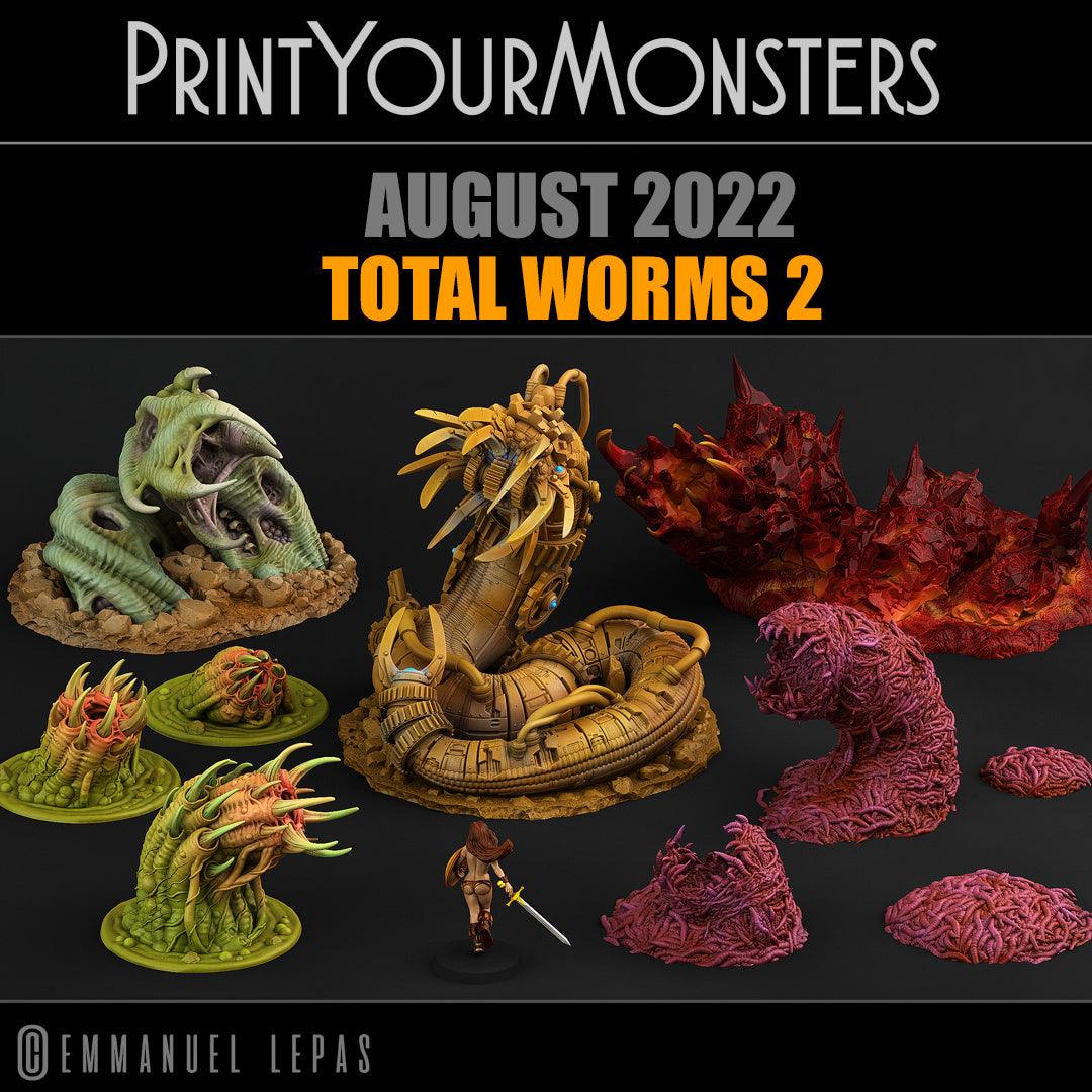 3D Printed Print Your Monsters Total Worms 2 Set 28mm - 32mm D&D Wargaming (Online Only)