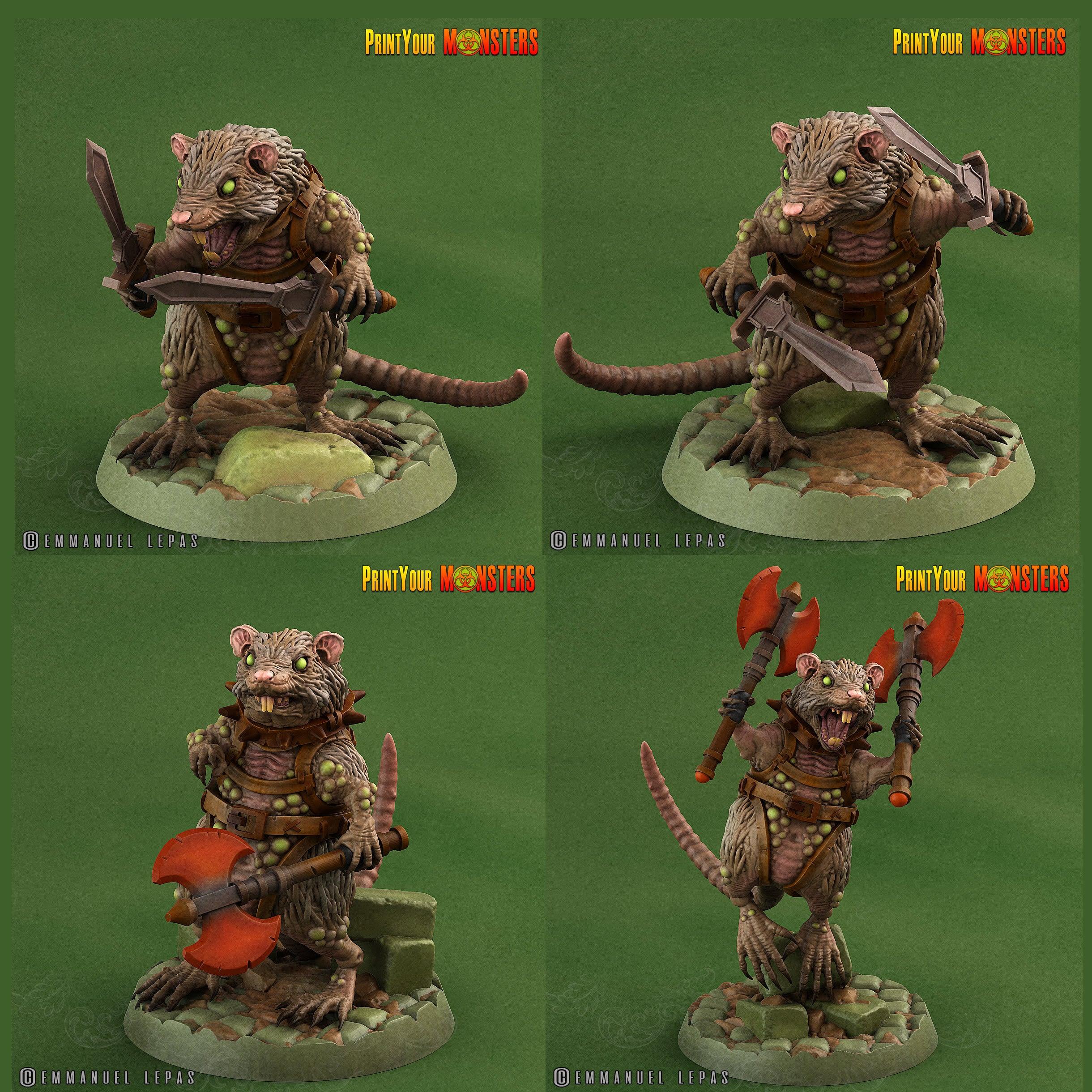 3D Printed Print Your Monsters Toxic Rat Soldiers The Toxic Rats Domination Set 28mm - 32mm D&D Wargaming (Online Only)