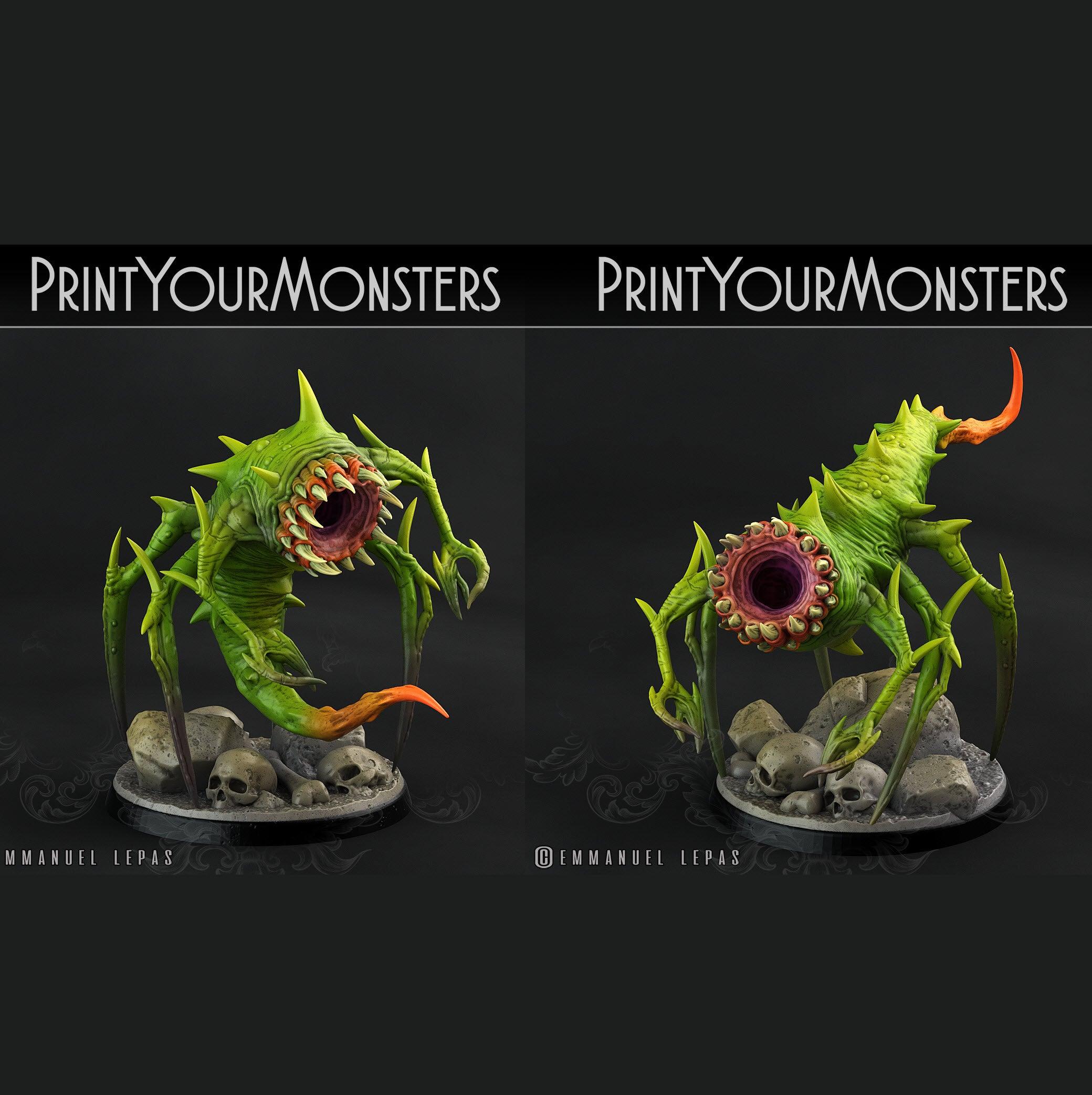 3D Printed Print Your Monsters Void Tyrant Worms Subterranean Terrors 28mm - 32mm D&D Wargaming (Online Only)