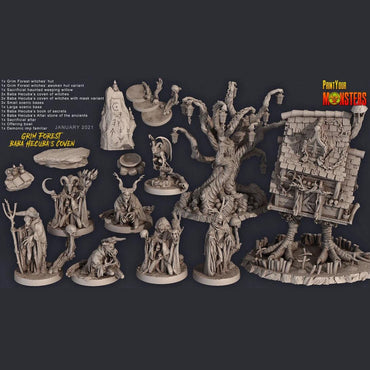 3D Printed Print Your Monsters Witches Pack Full Set 28mm - 32mm D&D Wargaming (Online Only)
