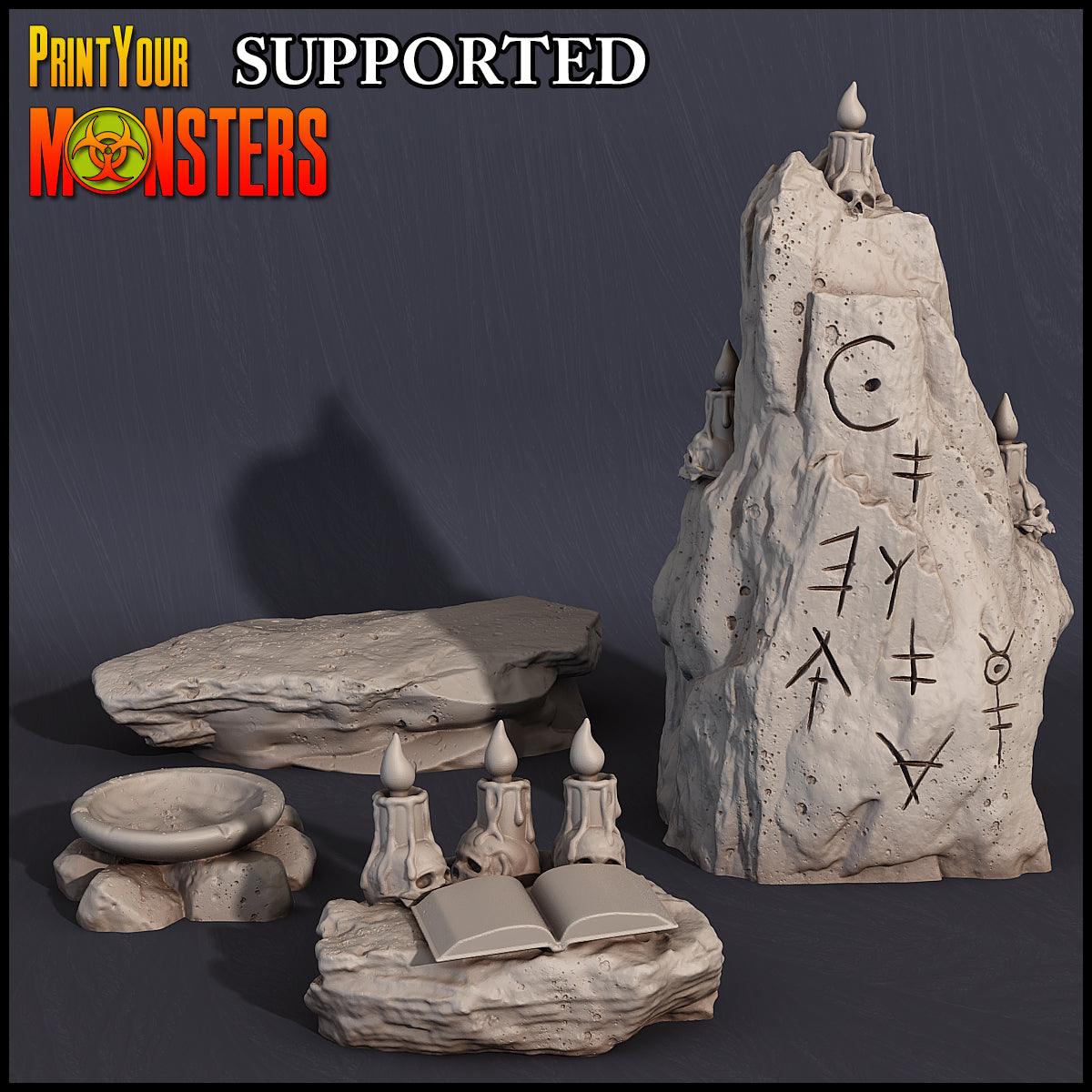 3D Printed Print Your Monsters Witches Sacrifice Stones Set Witches Pack 28mm - 32mm D&D Wargaming (Online Only)