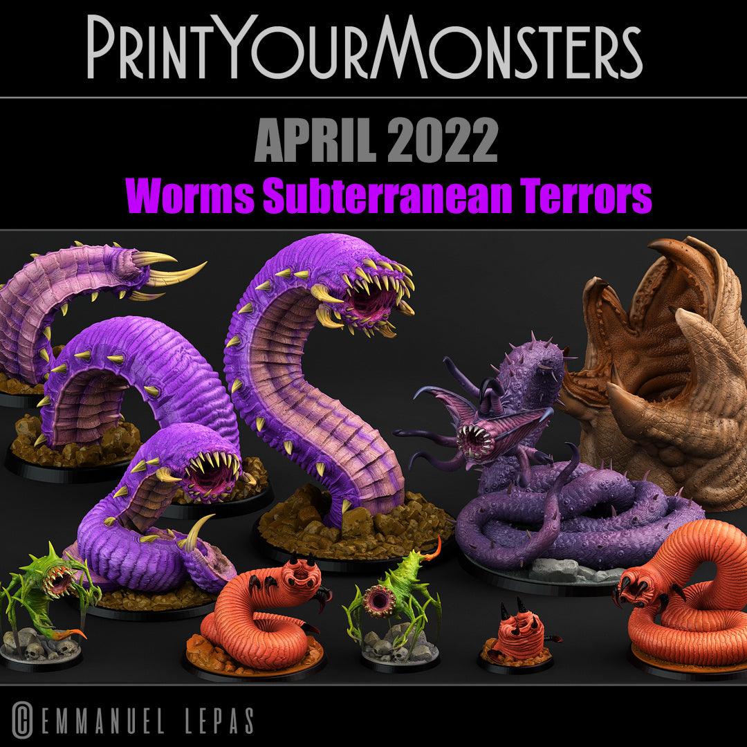 3D Printed Print Your Monsters Worms Subterranean Terrors 28mm - 32mm D&D Wargaming (Online Only)