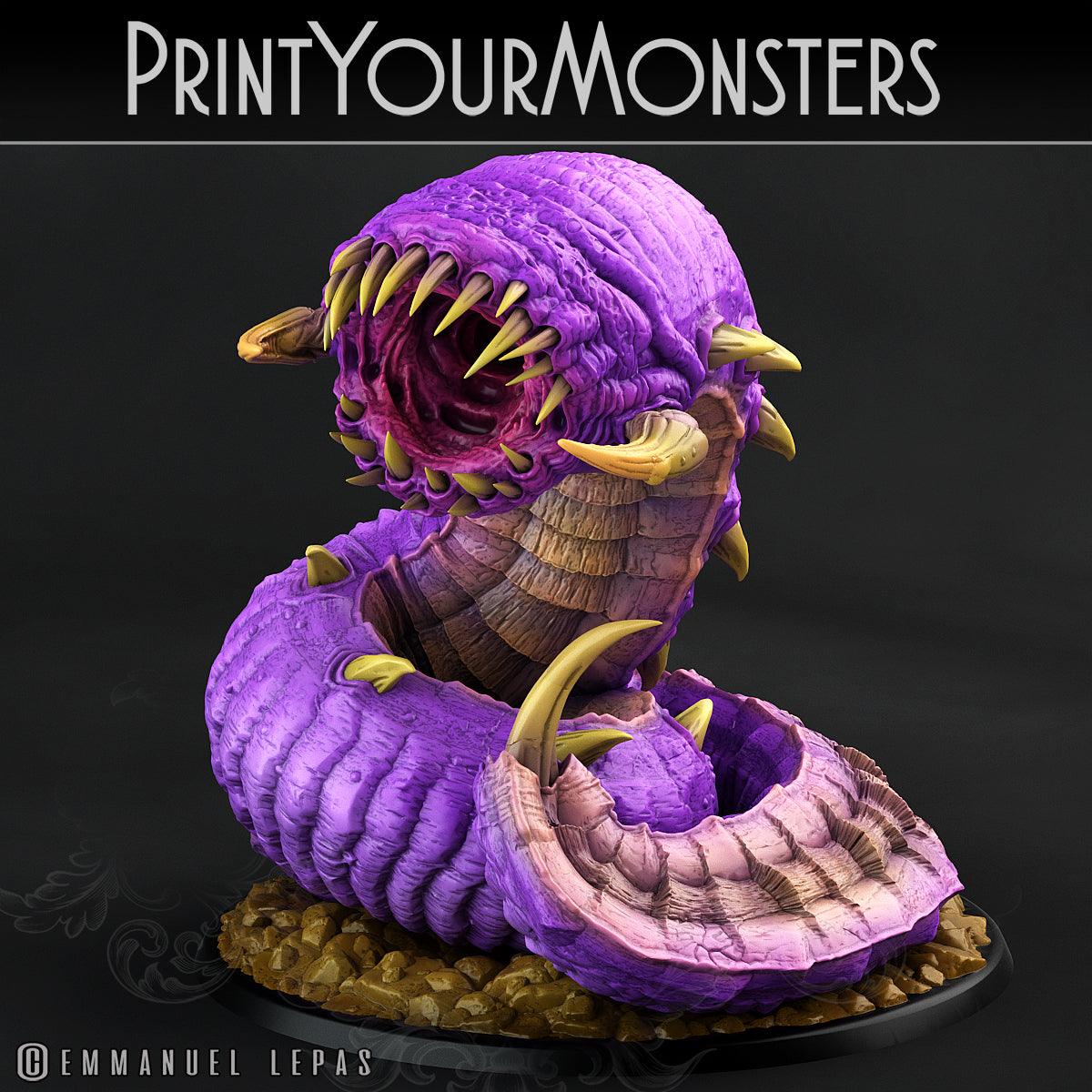 3D Printed Print Your Monsters Young Purple Worm Worms Subterranean Terrors 28mm - 32mm D&D Wargaming (Online Only)